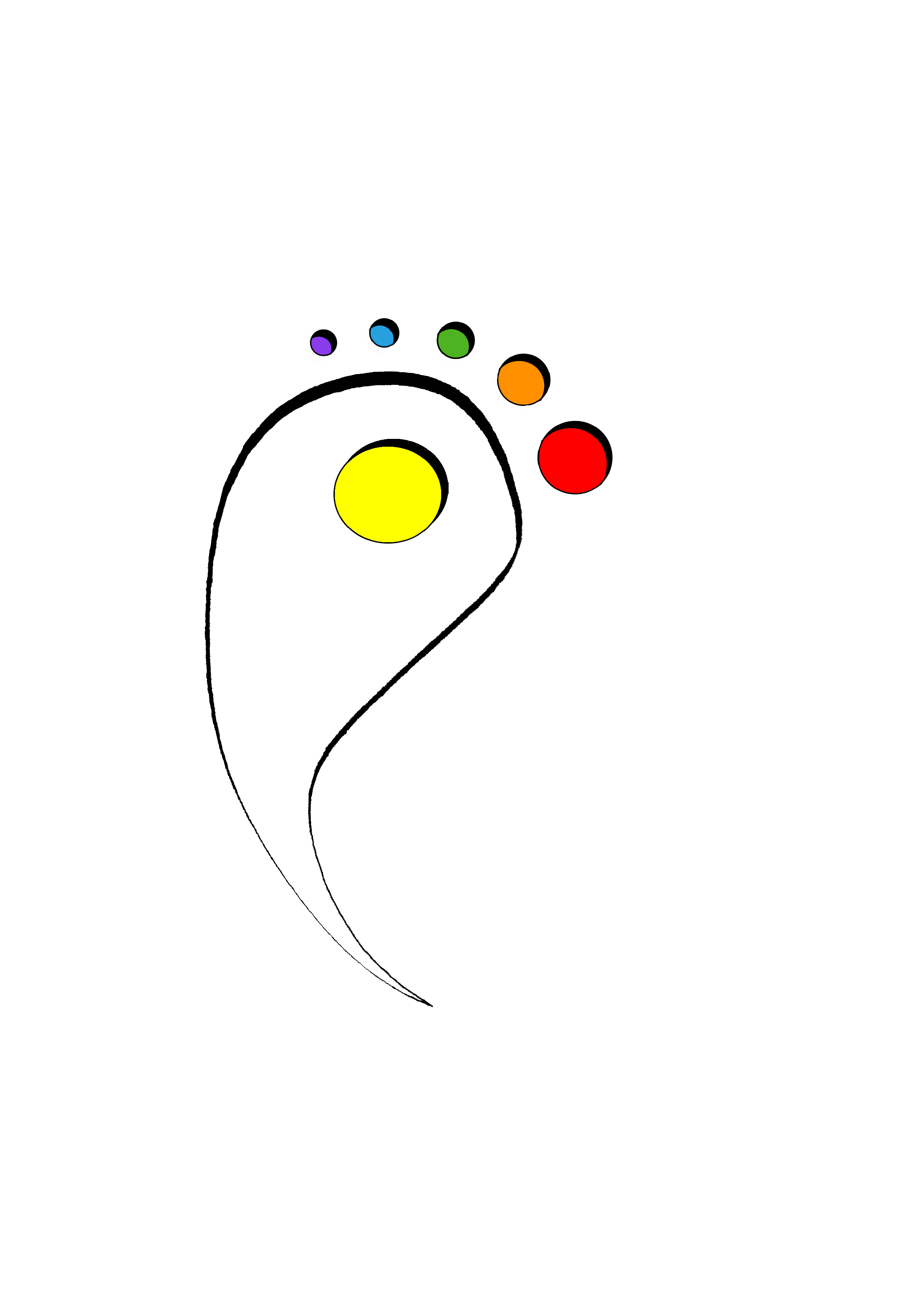 dessin d'un pied qui représente la réflexologie plantaire, mais aussi faciale, palmaire et auriculaire, une médecine traditionnelle chinoise, massages aux huiles essentielles en aromathérapie